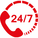 Icon 24/7 Notdienst. Das alcatherm-Team ist imemr für Sie erreichbar